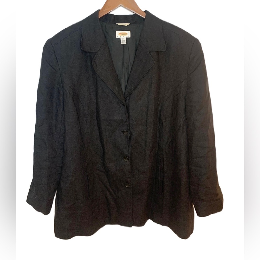 Talbots Irish Linen Women’s Blazer Jacket Size 20W Black Four Button